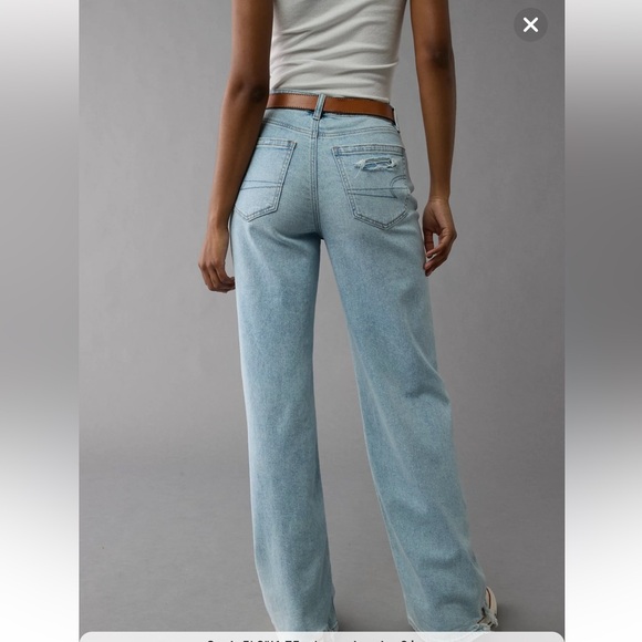 AE Dreamy Drape Stretch Super High-Waisted Baggy Wide-Leg Jean size 12 x short - Picture 2 of 8